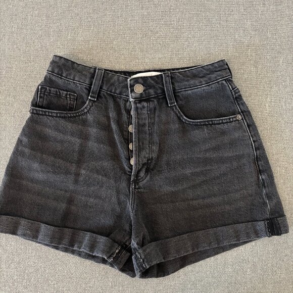 Dynamite High-Rise Button-Fly Black Denim Shorts (Size 25) - Picture 1 of 6